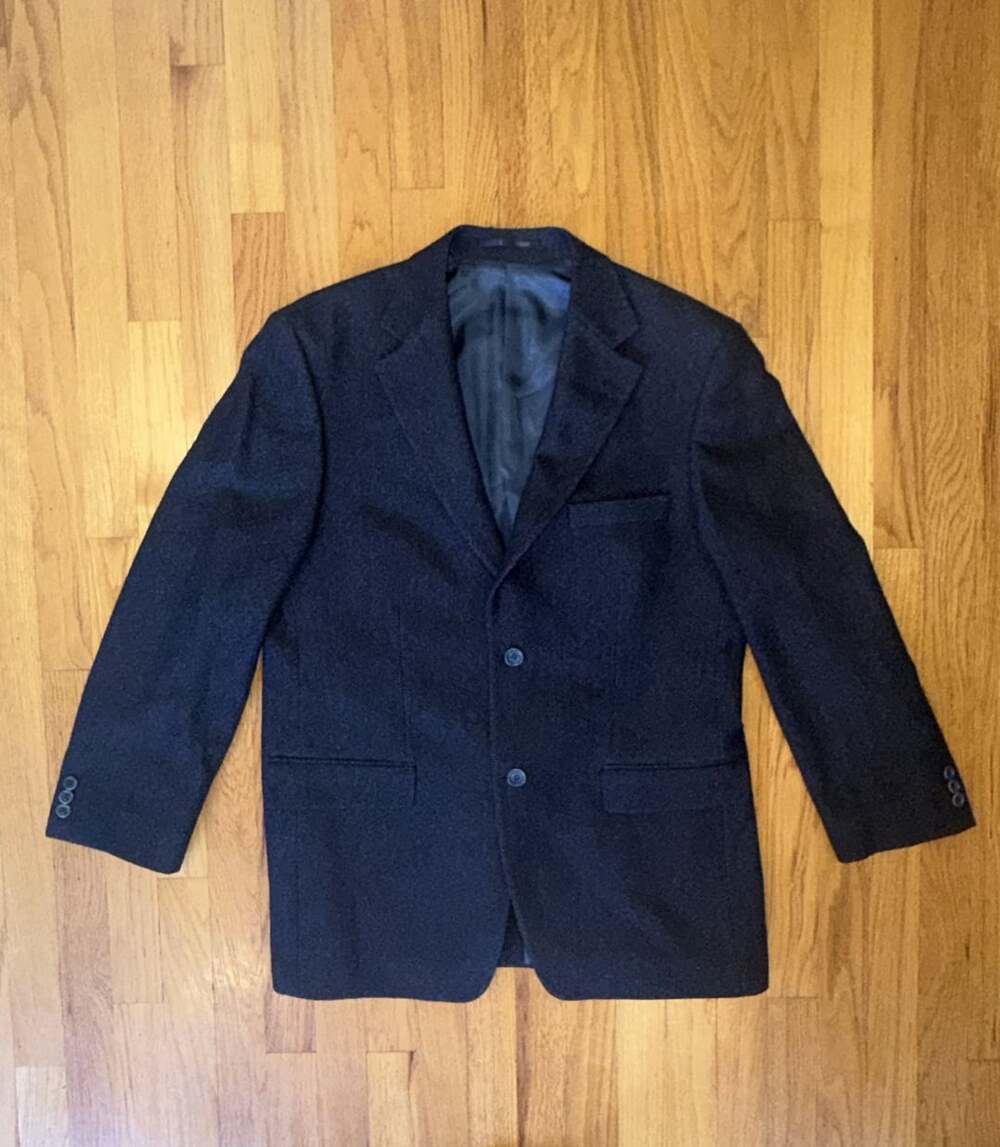 Giovane Gentile Men’s Navy Blue 100% Wool Herringbone Blazer Size 52